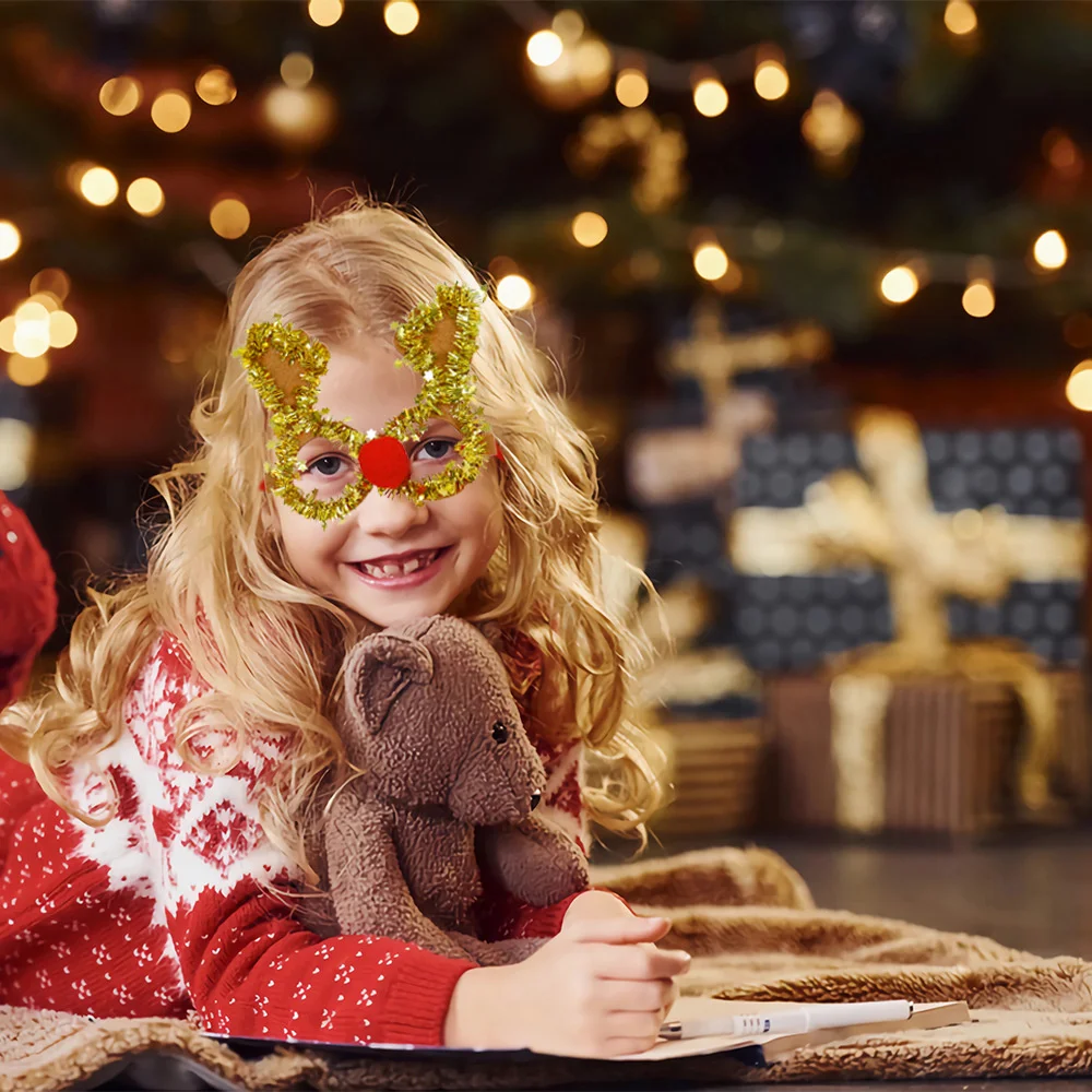 Montura de gafas a rayas de colores de Navidad, adornos de árbol de Navidad, Papá Noel, alce, Feliz Navidad, Feliz Año Nuevo, decoración 2024