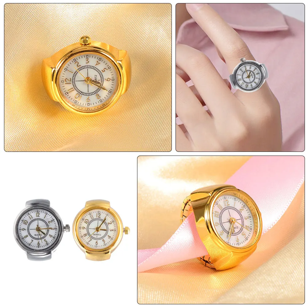 

2pcs Digital Small Alloy Finger Watches Durable Novelty for Men Kids Unique Design Casual Decorative Round Gift for Birthday
