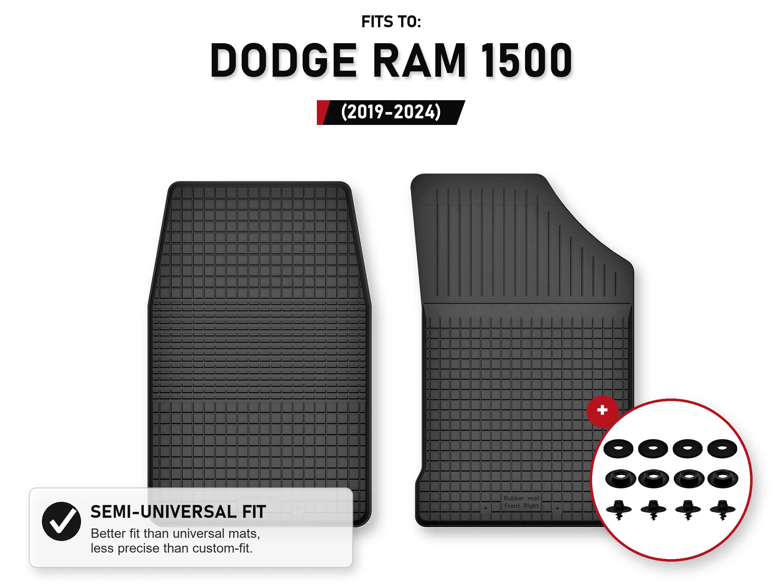 Voorste vloermatten voor: Dodge Ram 1500 2019-2024 Quad Cab met opvangbak