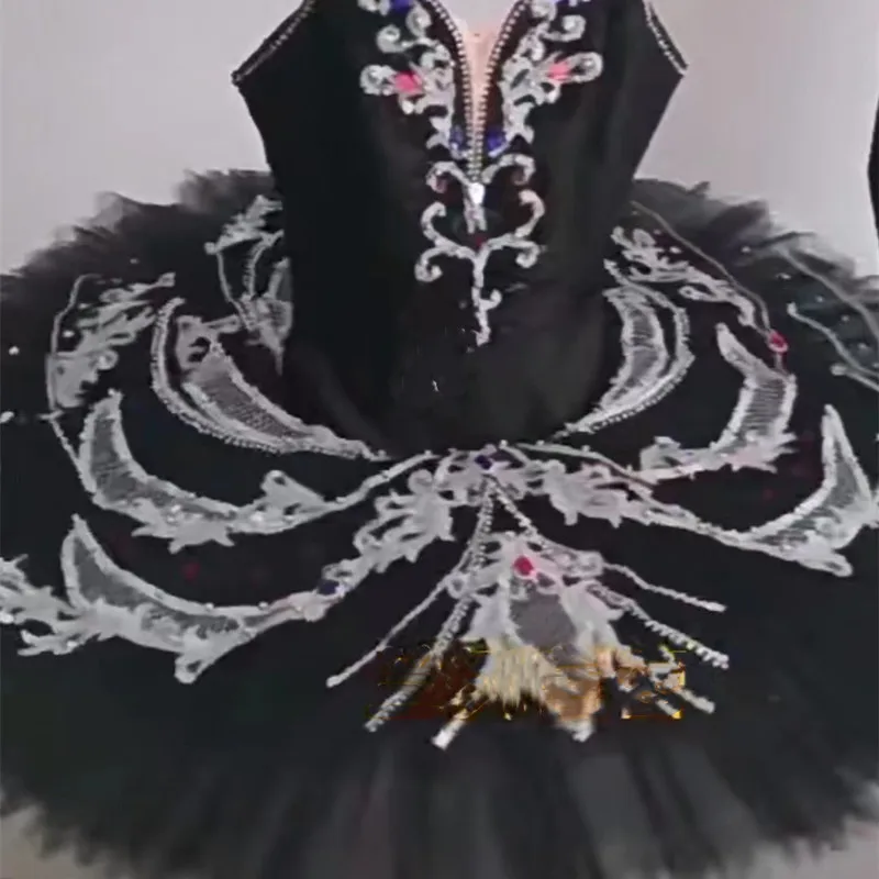 Children Black Swan Ballet Tutu Dress Professional Ballet Leotard Dance Wear Performance Stage Costume Girls Sequin Tutu Skirts