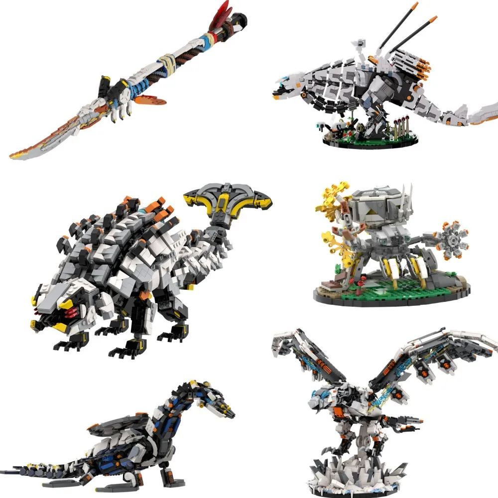 

MOC Forbiddens West 1:1 scale Champions Spear Building Blocks Horizoneds Rollerback Monster Bricks Tide Ripper Toy kids Gift