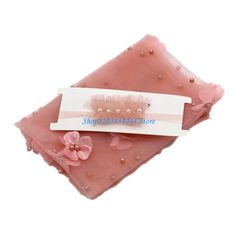G2TC 2PCS 신생아 아기 사진 소품 머리띠 DIY 도구와 긴 랩 장식