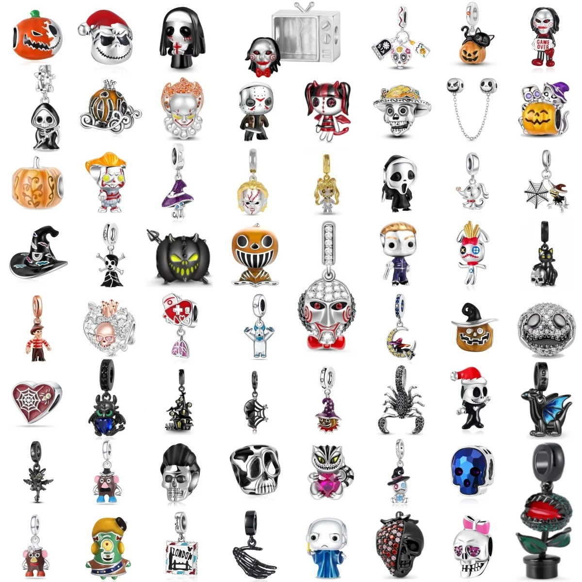 

Funny 925 Silver Fine Europe Featured Charm Fit Original Bracelet Accessories DIY Jewelry skull black Beads Fashion Pendant Gift