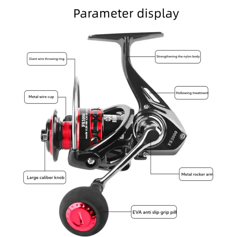 جديد okuma FS2000-7000 سلسلة الغزل بكرات ماكس السحب 12 كجم أحمر أسود إيفا مقبض معدني بكرة بكرة الصيد بكرة لصيد الأسماك في المياه المالحة #5