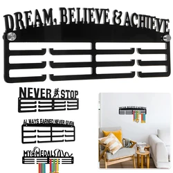 Medal Display Hanger Wall Mounted Metals Medal Display Holder with Inspirational Words Memorial Medal Rack for Living Room Decor