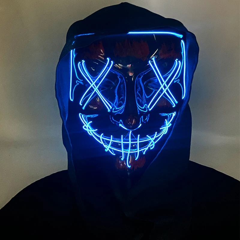 Novedad, máscara de Cosplay de Halloween para adultos con luz LED, máscara de año eleccional de purga, accesorios de asesino de película, accesorios de disfraces aterradores