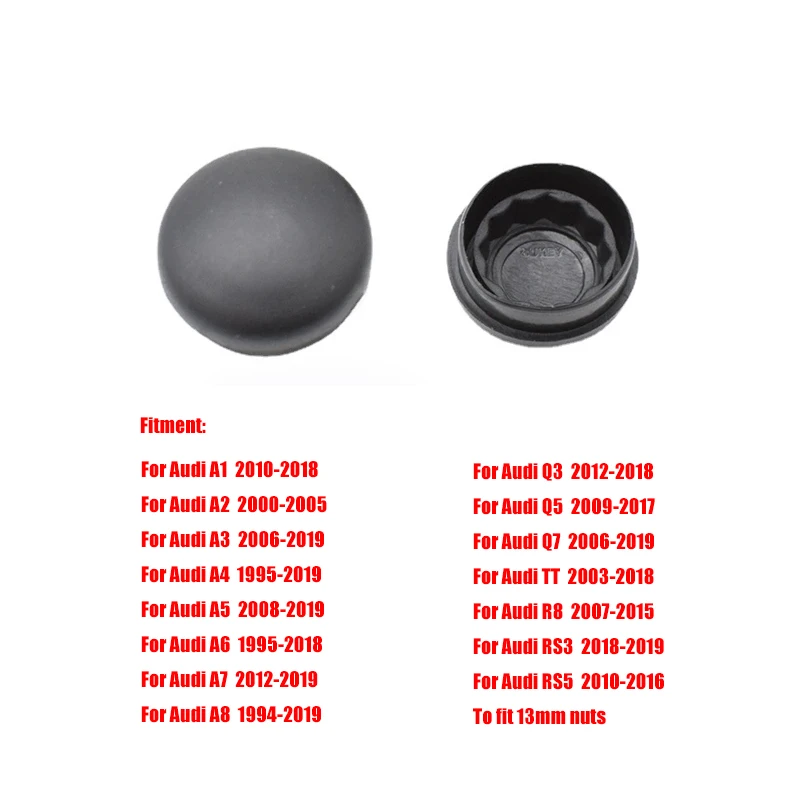 Car Front Windscreen Wiper Arm Nut Cap Bolt Cover For Audi A1 A2 A4 B5 B6 B7 B8 A6 C4 C5 C6 C7 Q3 Q5 R8 TT OE# 5N0955205