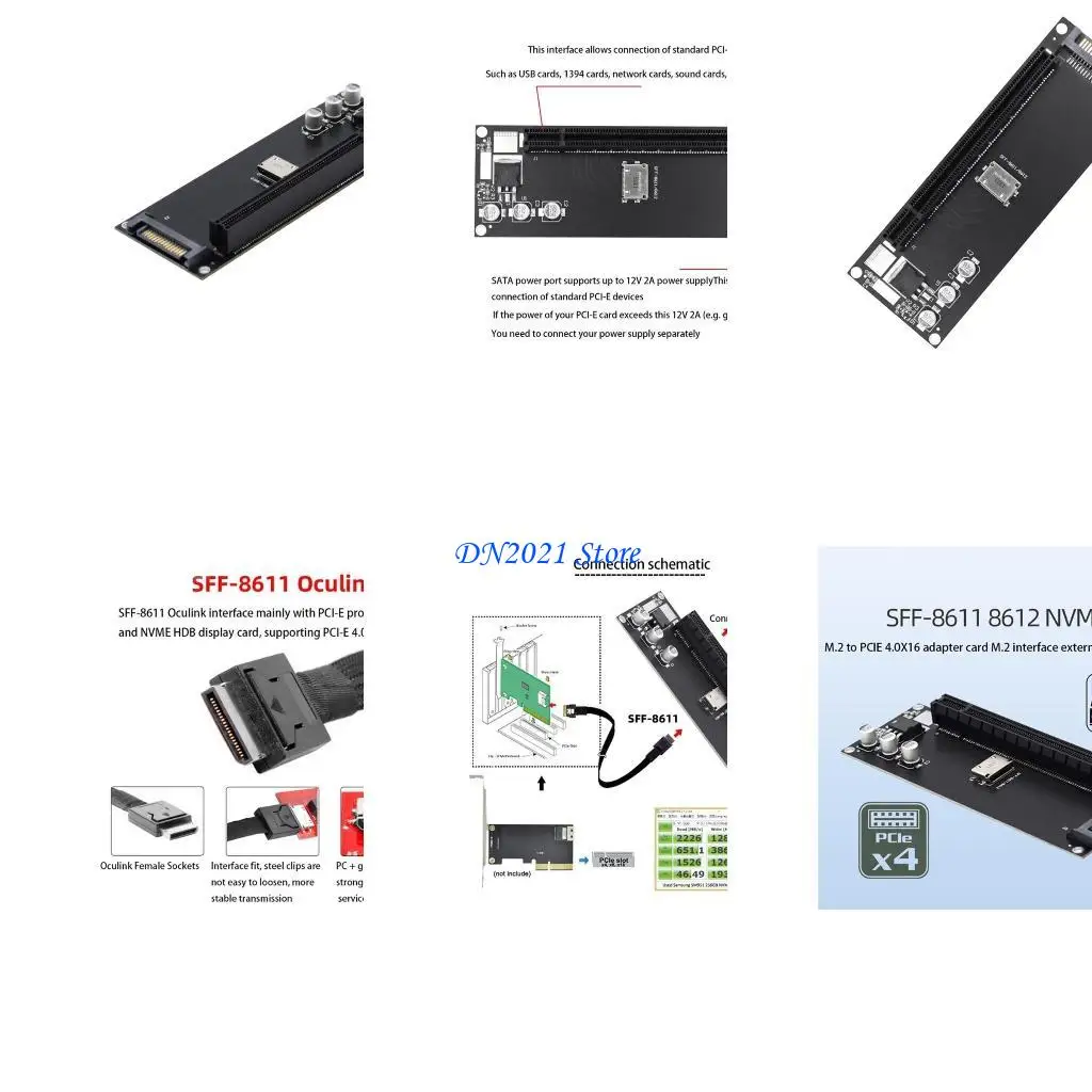 

F3KE PCIE ROSER CARD SFF-8611 NVME M.2 SSD TO PCIE X16 ADAPTER CARD ADAPTER CARD