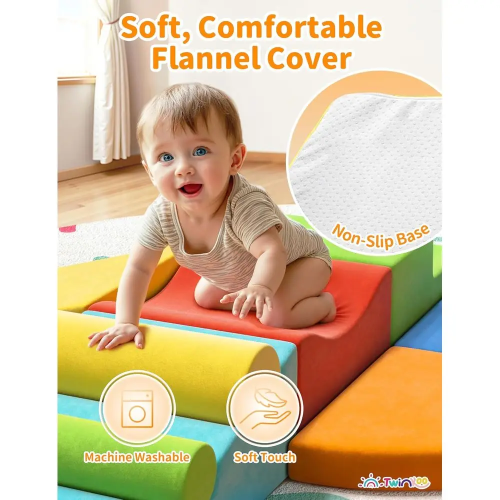 Jumbo 8-częściowy zestaw miękkich piankowych klocków do wspinaczki dla maluchów, poprawia umiejętności motoryczne i rozpoznawanie kolorów, bezpieczny zestaw do zabawy w pomieszczeniach