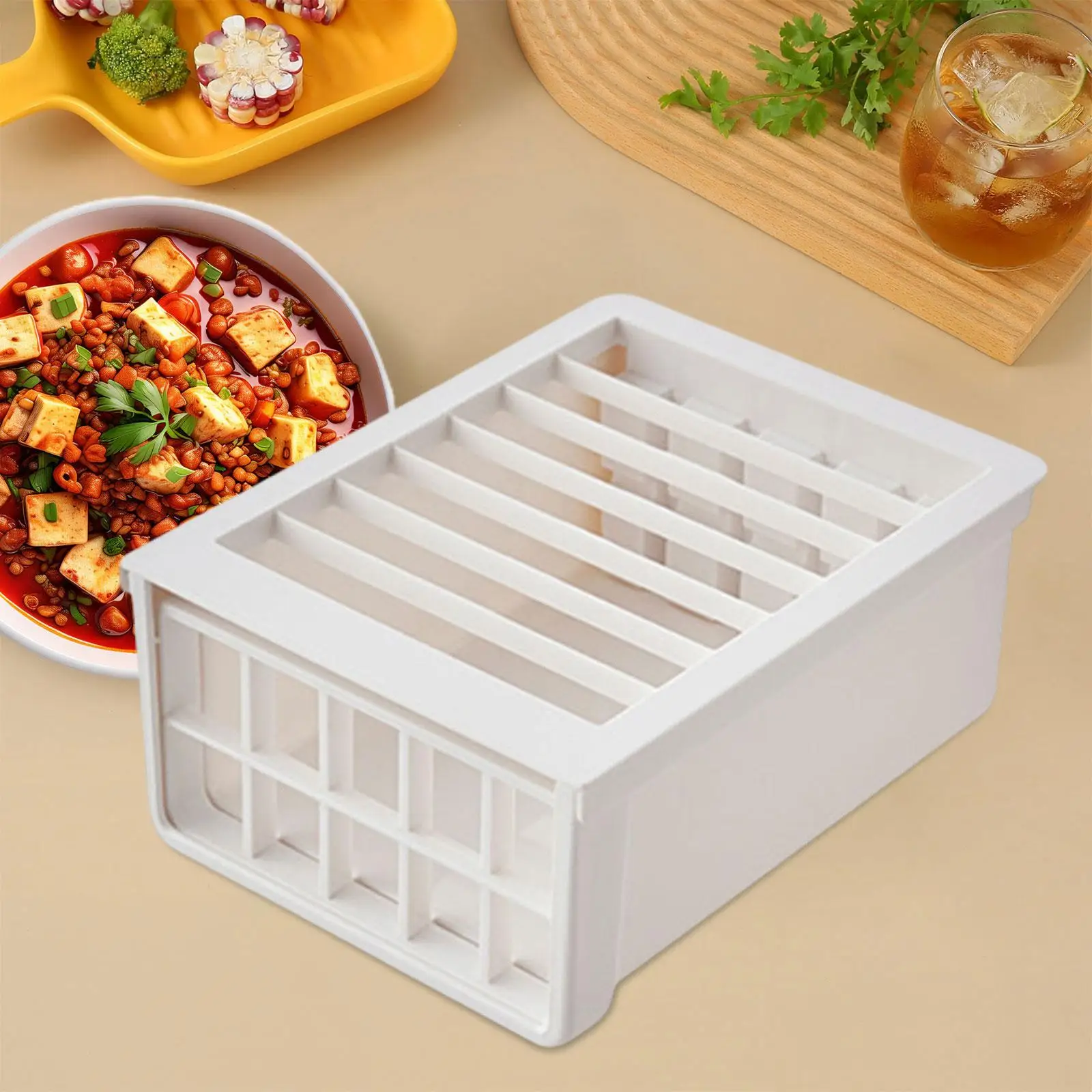 Manual Tofu Cutter Kitchen Gadget Press Tool Multifuncitonal Tofu Block Box for Camping Dinner Family Gatherings Kitchen Party