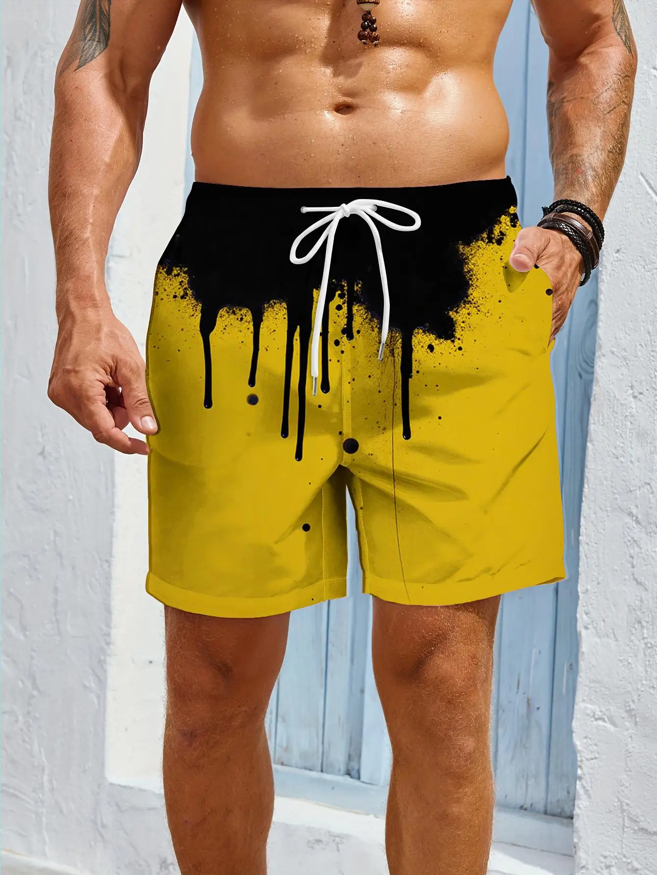 

1pcs Men's Short swim trunks2026 Summer 3D Printed Short sleeve Quick drying Men's clothing Polyester running Breathable