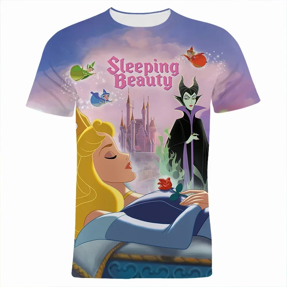 2024 summer Disney anime Sleeping Beauty 3d print T-Shirts Cartoon Maleficent 3D Print Men Women Fashion T-Shirt Kids Tees Tops