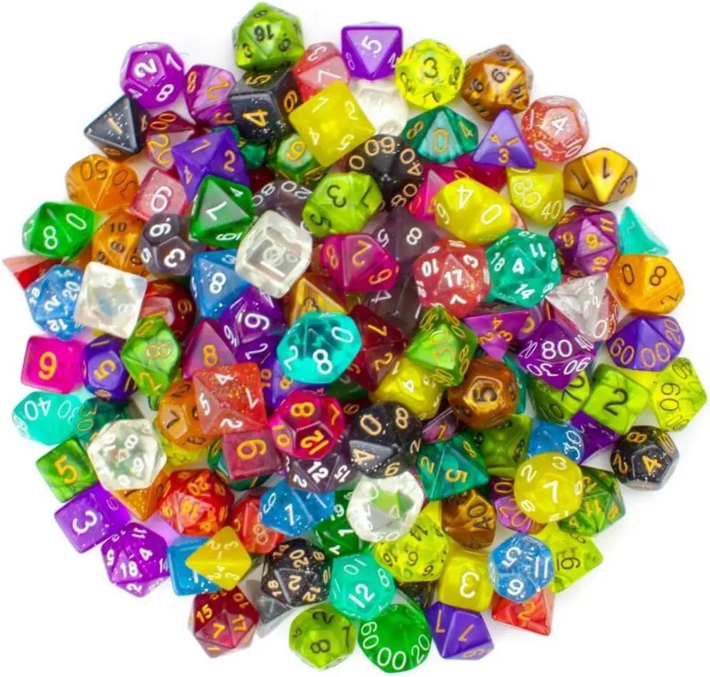 

DND Dice Set 105 Pieces 15 Sets of 7 Unique Colors for TTRPG MTG Role Playing Games with Polyhedral Dice