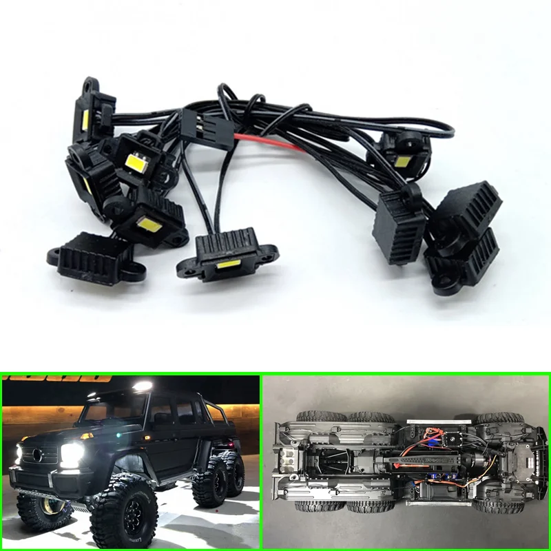 LED Simulation Wheel Eyebrow Lights Chassis Light for 1/10 RC Crawler Car Traxxas 6x6 TRX6 G63 AMG Diy Parts