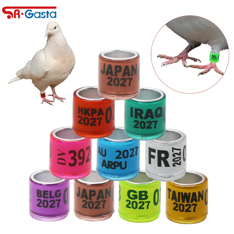 100 Pcs 2027 Multicolor Pigeon Foot Ring With Numbers Aluminum Plastic Pigeon Racing Training Tool Identification Supplies 2026