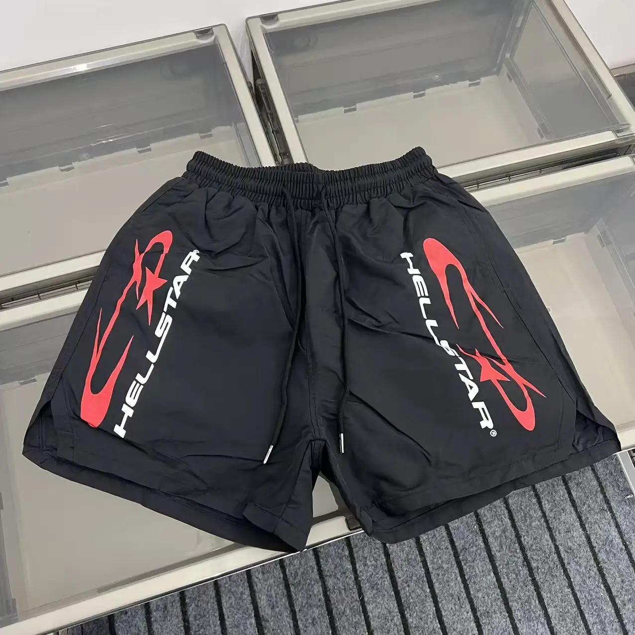 

Повседневные спортивные брюки American Hell Star, нейлоновые пляжные брюки с принтом Dstring, мужские свободные брюки из полиэфирного волокна