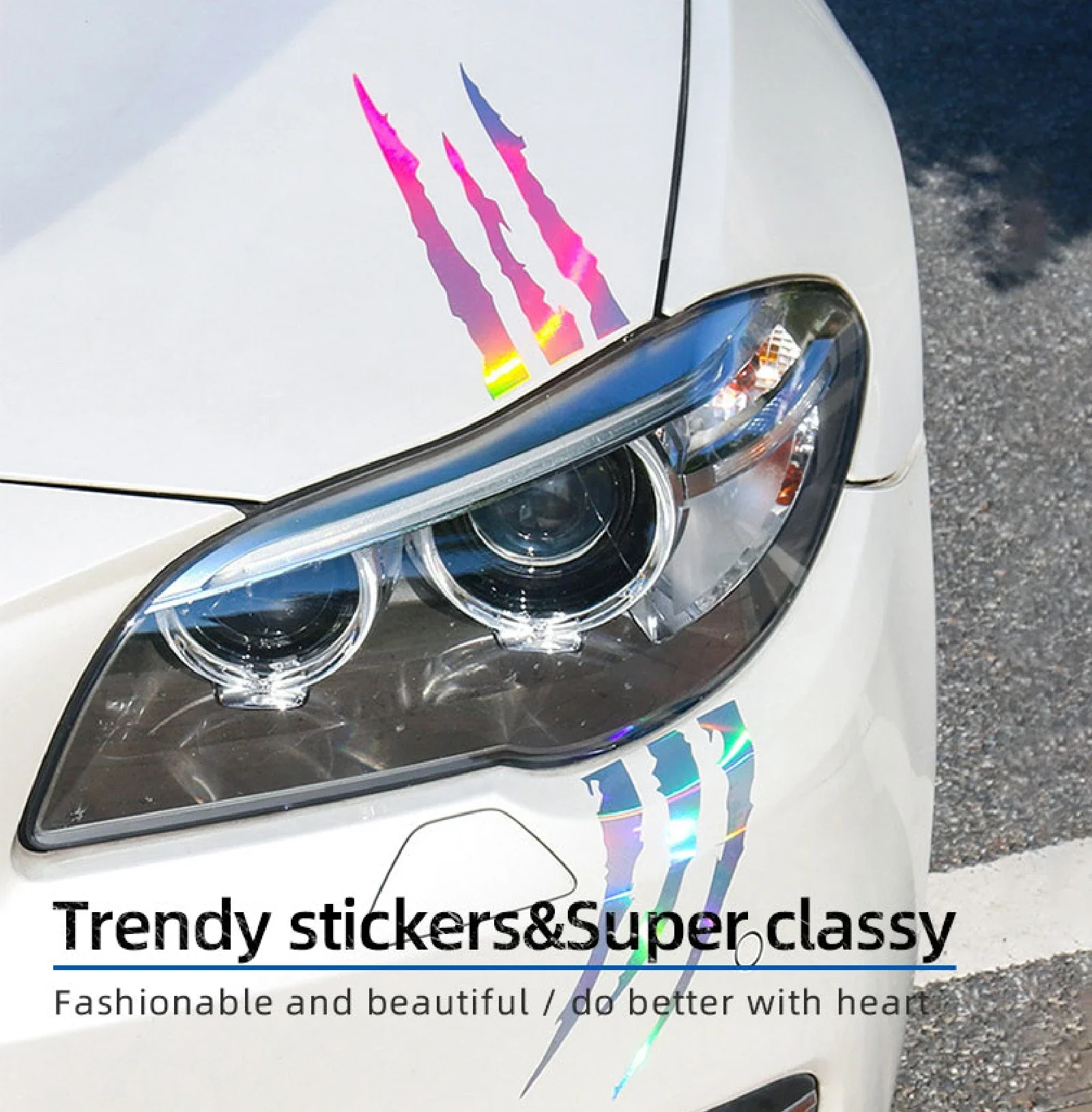 Motorcycle Car Sticker Universal Monster Claw Scratched Stripe Decal Marker Reflective Waterproof Moto Decoration Accessories