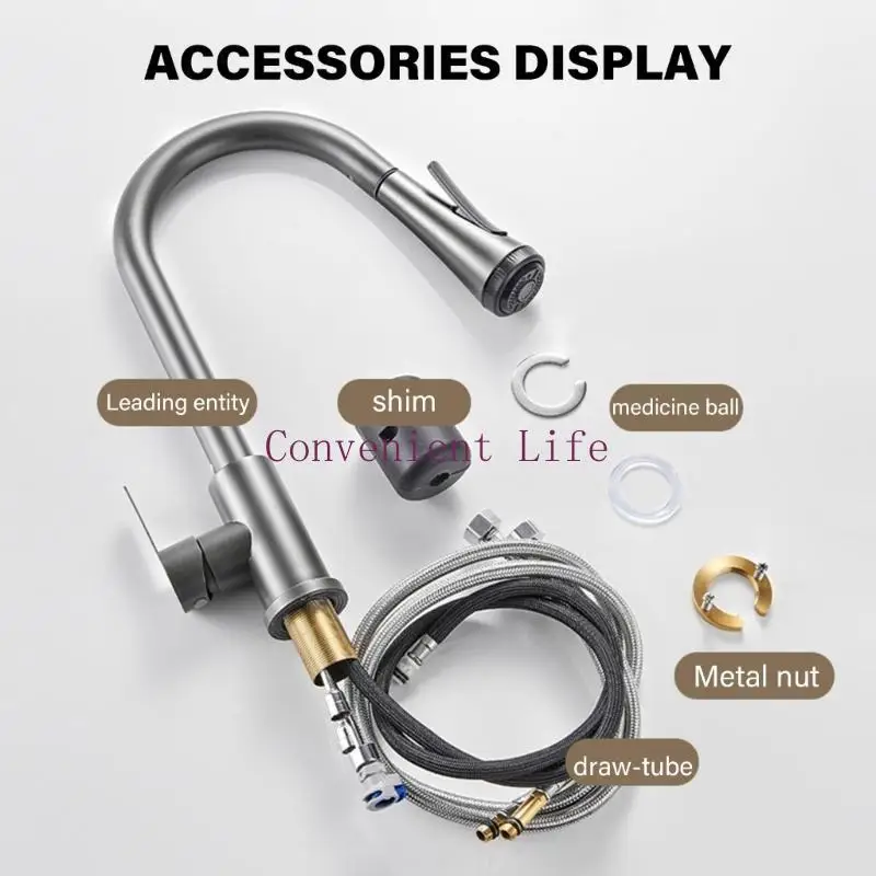 L1EE صنبور صناعي مزدوج لدرجة الحرارة، صنبور سحب حديث للأسفل، تركيبات بسيطة #5