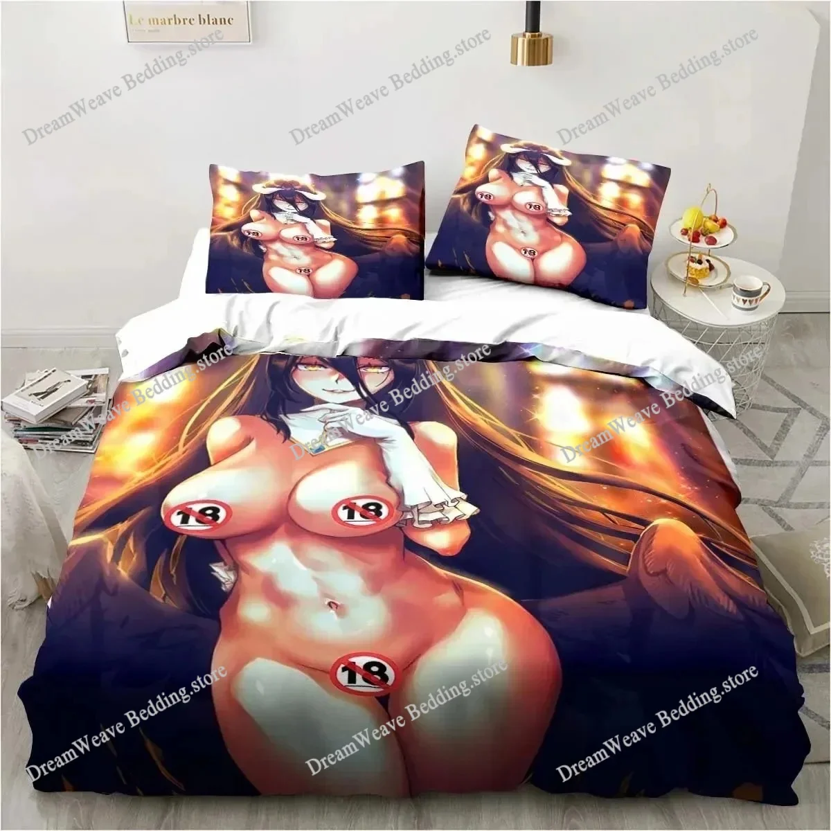 

Albedo Overlord Luxury Bedding Set Japan Hentai Anime Cartoon Duvet Cover Set Comforter Bedspread Twin Single Size Printed