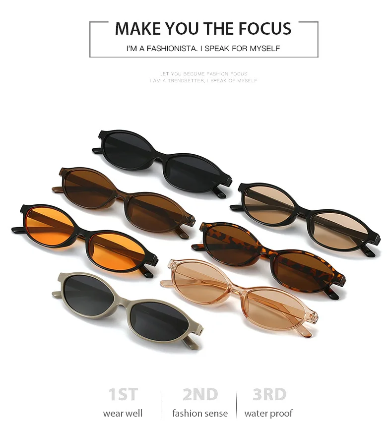 Retro Oval Frame Sunglasses Fashion Personalized Trendy Small Frame Sunglasses Punk Cat Eyes Sunshade Sun Protection Glasses