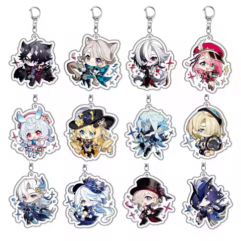 Genshin Impact Cosplay Animation Keychain For Gorou Razor Yanfei Fischl Chongyun Shenhe Kaeya Albedo Cute Style Key Rings