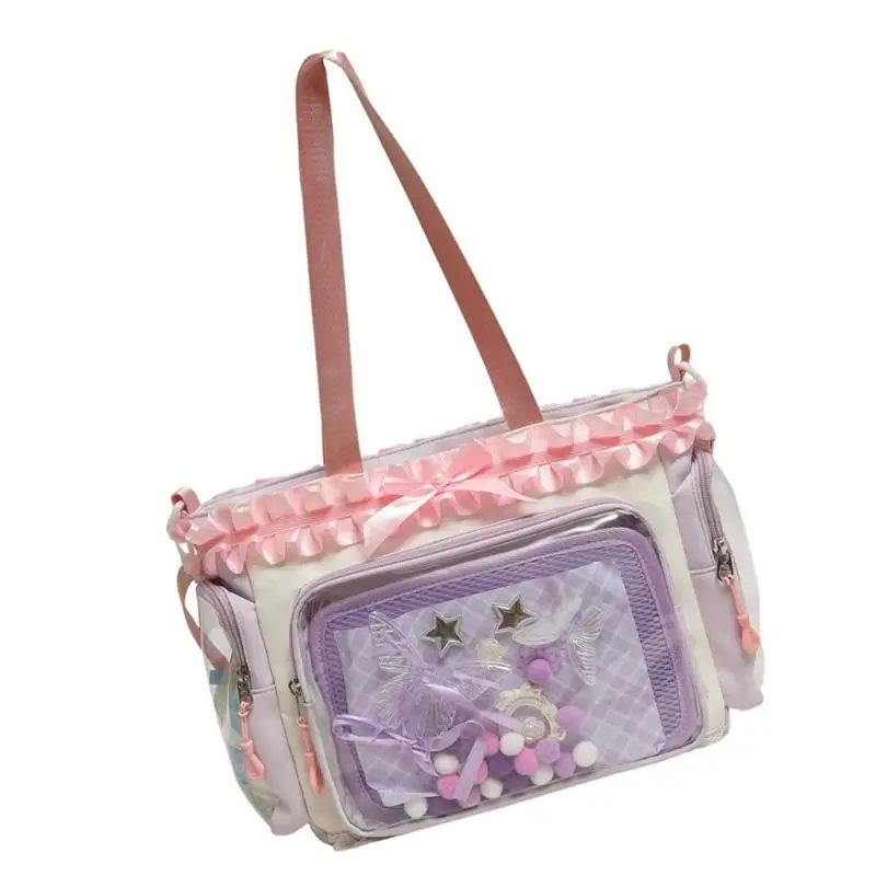 

X5XA Modern See Through Shoulder Bag For Collectibles Books Rudiments Ergonomic Carry Outdoor Tasks