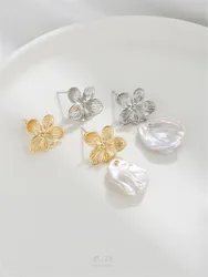 Needle 14K Gold Iris Flower Earrings with Rings Diy Handmade Ear Accessories E374
