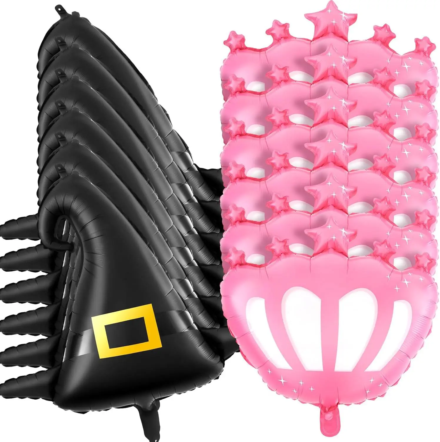 

Halloween Themed Balloons - 6 Witch Hat + 6 Pink Crown Designs, Party Decorations for Halloween Birthday, Festival Celebratio
