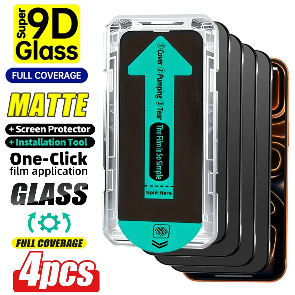 NNBILI 4er-Set Oleophobe, staubfreie, einfach zu installierende, matte Sichtschutzfolie für iPhone 17 Pro Max, 17 Pro, 17e, 17 Air Glas