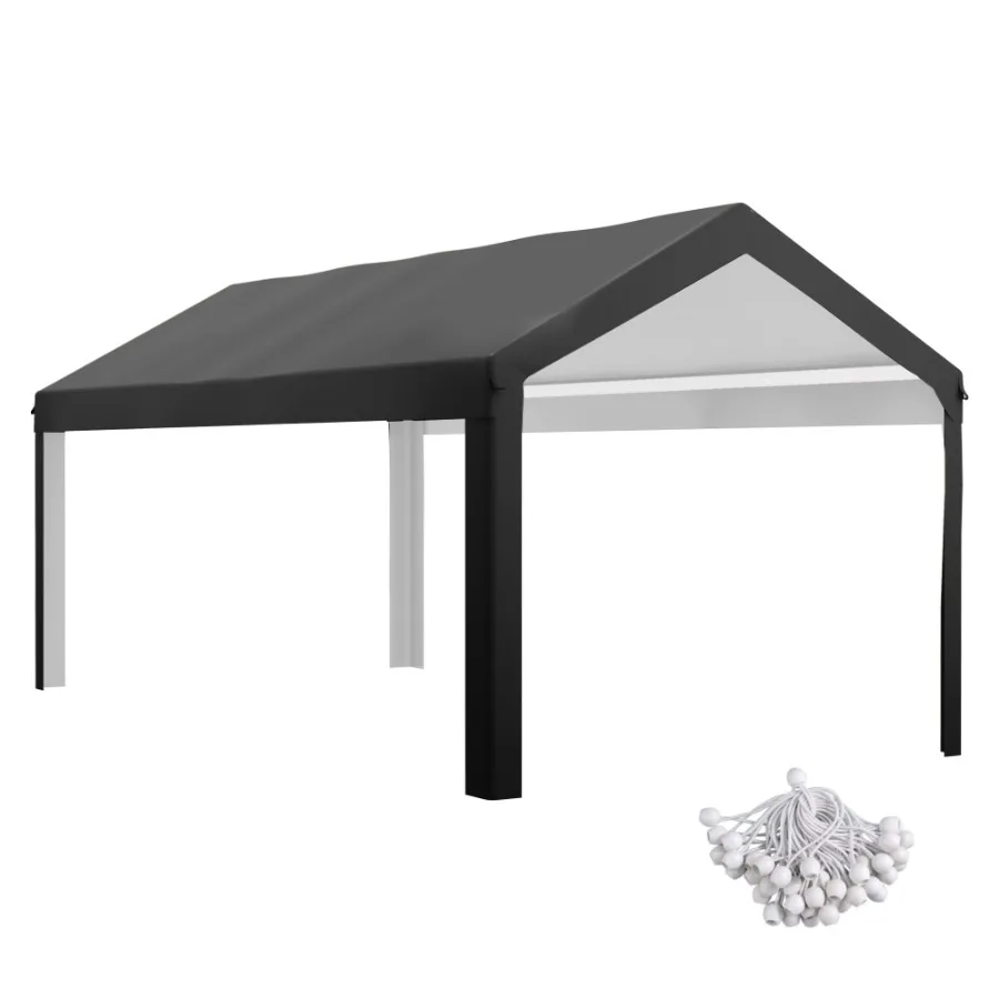 

Carport roof replacement for 84C-378V00 and 84C-206 series, 19.6' x 9.7', UV resistant polyethylene canopy, dark gray