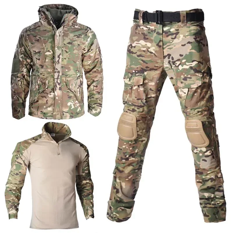 

Airsoft Fleece Tactical Jackets G8 US Camo Paintball Work Clothing Cargo Pants Uniform +Pads Combat Shirts OutdoorSuits