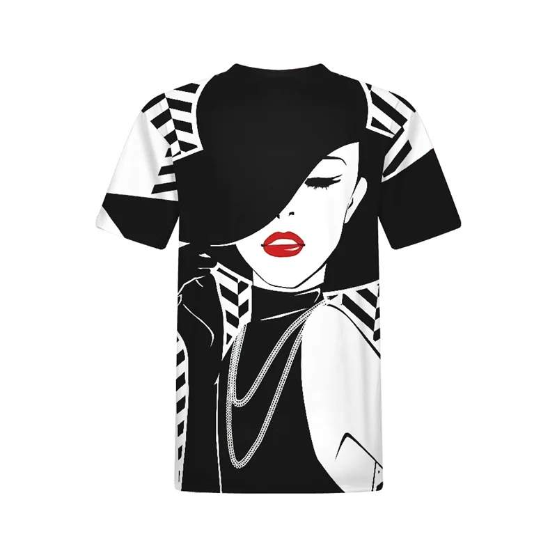 Vintage Abstract face 3D Pattern Printing Women T Shirts 2024 New Summer T shirts Ladies Loose Casual Short Sleeve O-Neck Tshirt