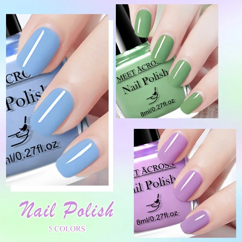 5個/セット 8ml 水性ネイルポリッシュ 長持ち 速乾性 ランプ不要 ネイル用品 ネイルデコレーション用