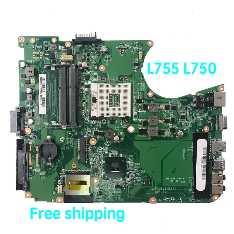 Suitable For Toshiba L750 L755 Motherboard  A000080670 HM65 DA0BLBMB6F0 Mainboard 100% tested fully work free shipping