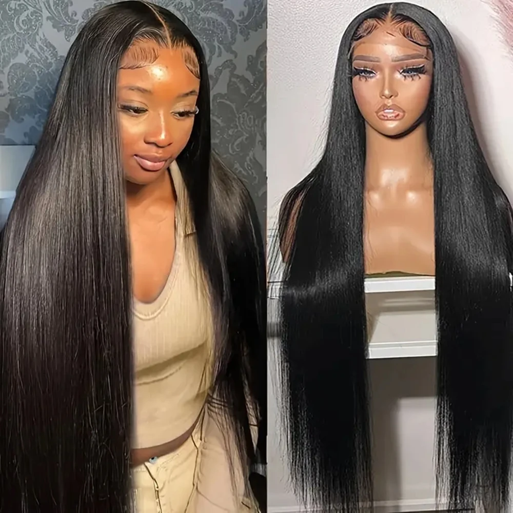 30 32 34 Inch Straight Human Hair Wigs 250 Density 13x4 HD Lace Front Human Hair Wig For Women Glueless Bone Straight Lace Front Human Hair Wigs Pre Plucked With Baby Hair Natural Black Wigs Clearence On Sale Natural Hairl Peruvian ALIANNA Raw Hair Wigs
