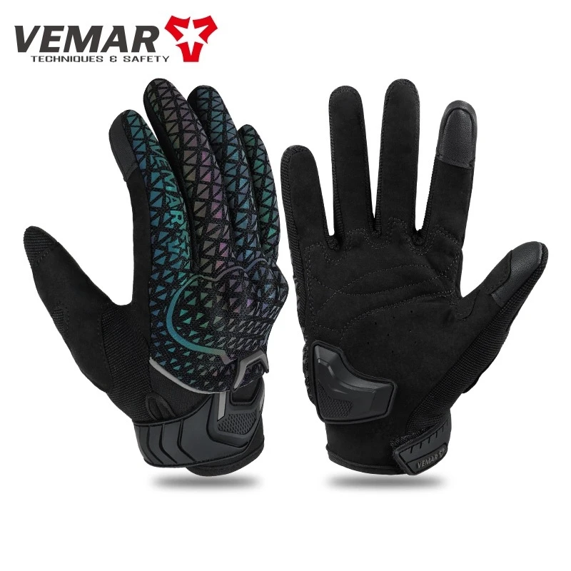 

VEMAR Motorcycle Gloves Bright & Colorful Reflective Motocross Summer Cycling Gloves TPU Protective Moto Bike Gloves Touchscreen