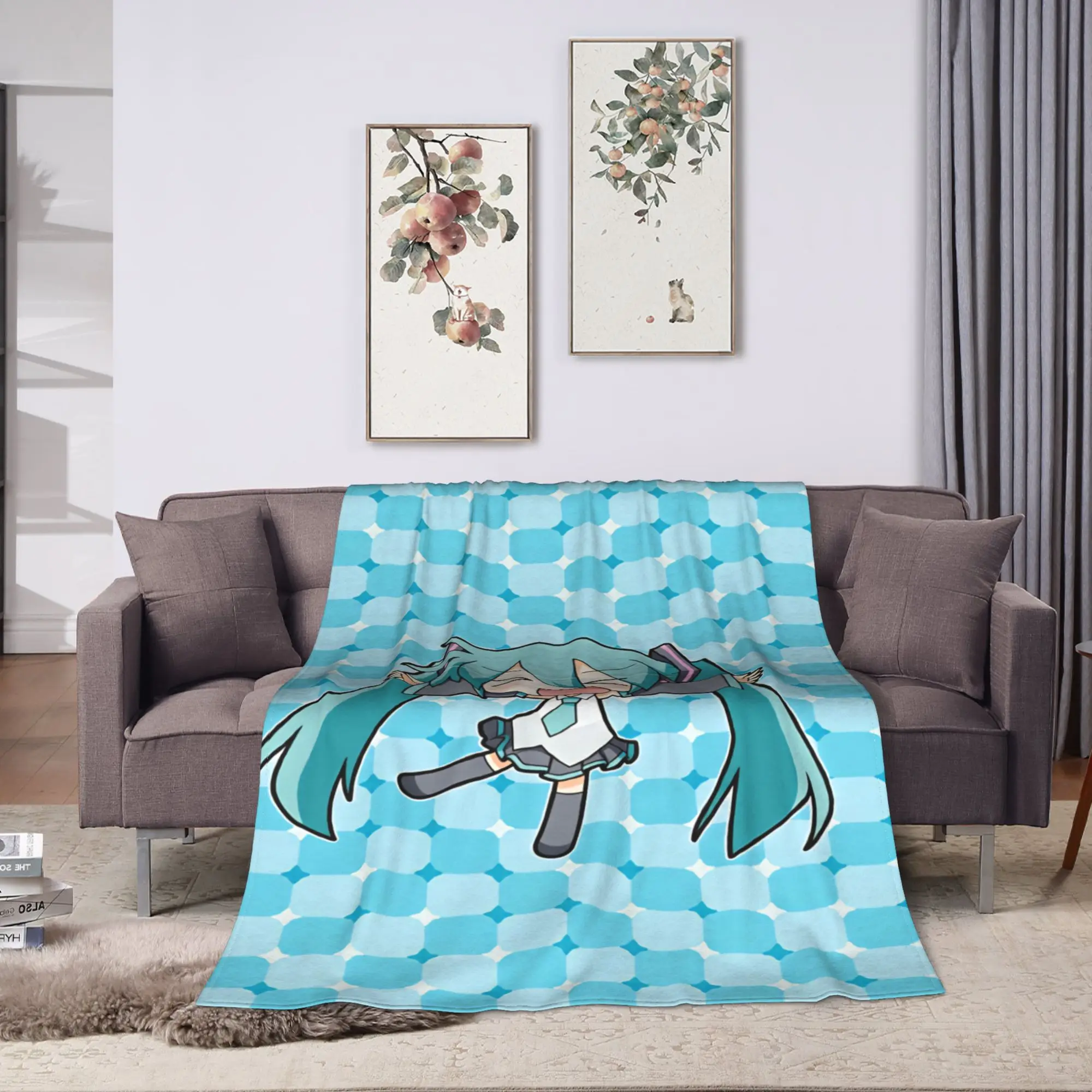Teto Kasane Blanket  Super Warm Street Trend Plush Throw Blanket For Couch Chair Sofa Bed Decorative Flannel Bedspread Bed Cover