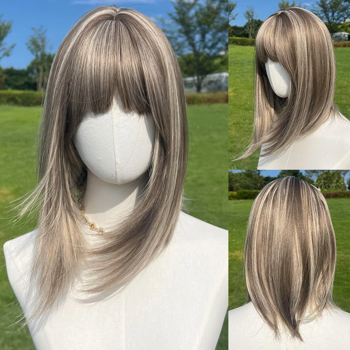 Daily Short Hair Heat-Resistant Hair Natural Silver Gray Gradient Color Short Straight Party Wig Suitable Role-Playing image 6