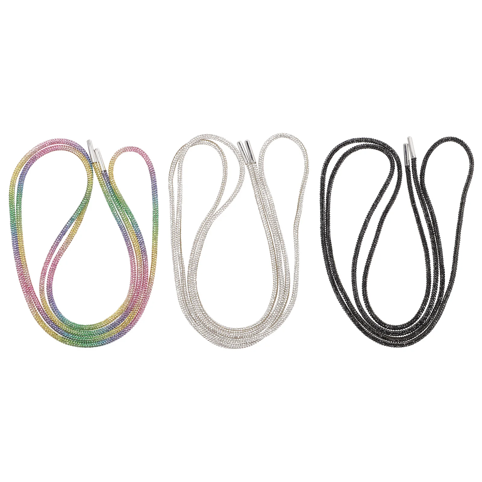 

3Pcs Rhinestone Shoe Laces Glitter Rope Laces for Sneakers Boots Running Shoes Colorful Sparkly Shoelaces for Women