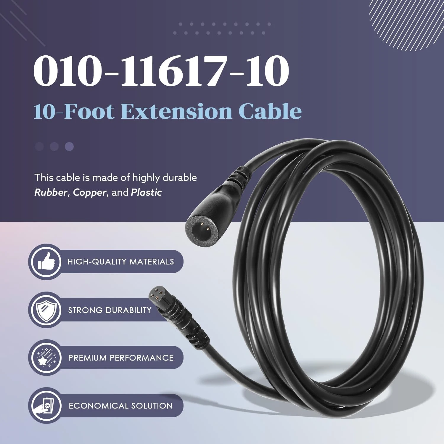 

For Garmin 010-11617-10 Marine Transducer Extension Cable, fit for Echo 100 200 300 500 Series echoMAP Series, 4-Pin 10ft. (3m)