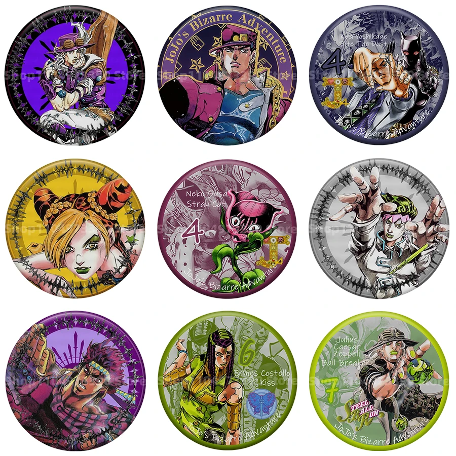 

Anime JoJo's Bizarre Adventure Badge Cartoon Figure Noriaki Jojo Round Button Pin for Backpack Cosplay Prop Fans Birthday Gift