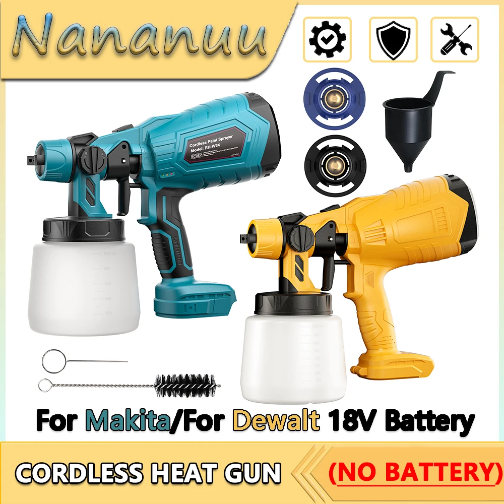 

Nananuu 1000ML Cordless Electric Spray Gun Portable Household Paint Sprayer Auto Coating Airbrush Multiple Spray Patterns