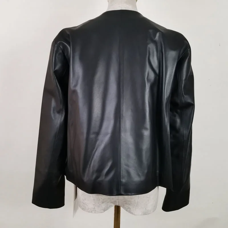 cappotto da donna primavera giacca in vera pelle o-collo colletto vestiti femminili vera pelle di pecora di alta qualità