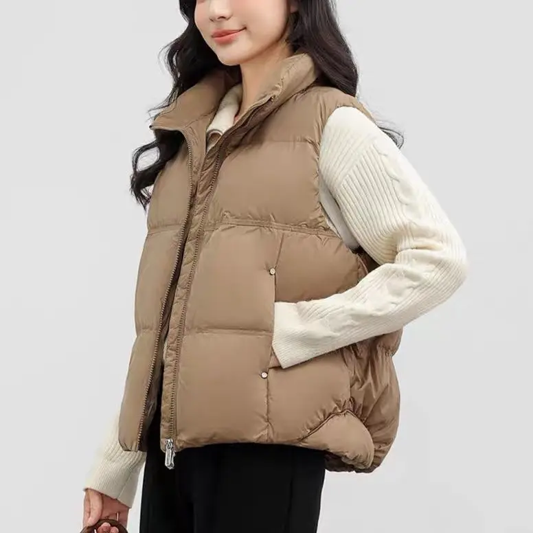 Women's Winter White Duck Feather Down Vest Sleeveless Jackets Waistcoat 2024