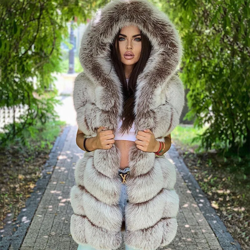 Women Real Fox Fur Hooded Waistcoat Genuine Fur Vest Winter Thick Luxury Gilets thickened warmth fluffy clothes free shipping