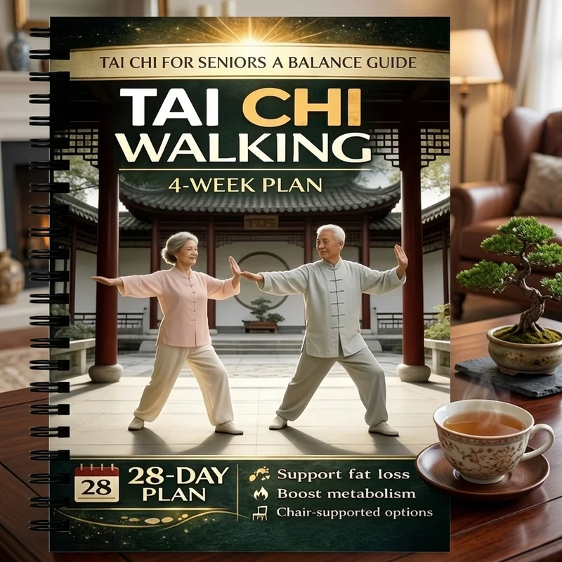 

Tai Chi Walking for Seniors 4-Week(28-Day) Balance& Wellness Guide- Low-Impact Daily Exercise Plan with Chair-Supported Options, Boost Metabolism& Support Healthy Loss, Perfect for Elderly Men& Women to Improve Mobility& Fitness