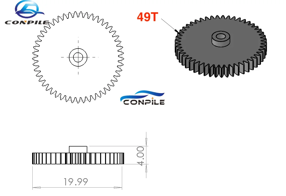 1pc 49T gear for Grundig CF 5500 cassette deck tape recorder