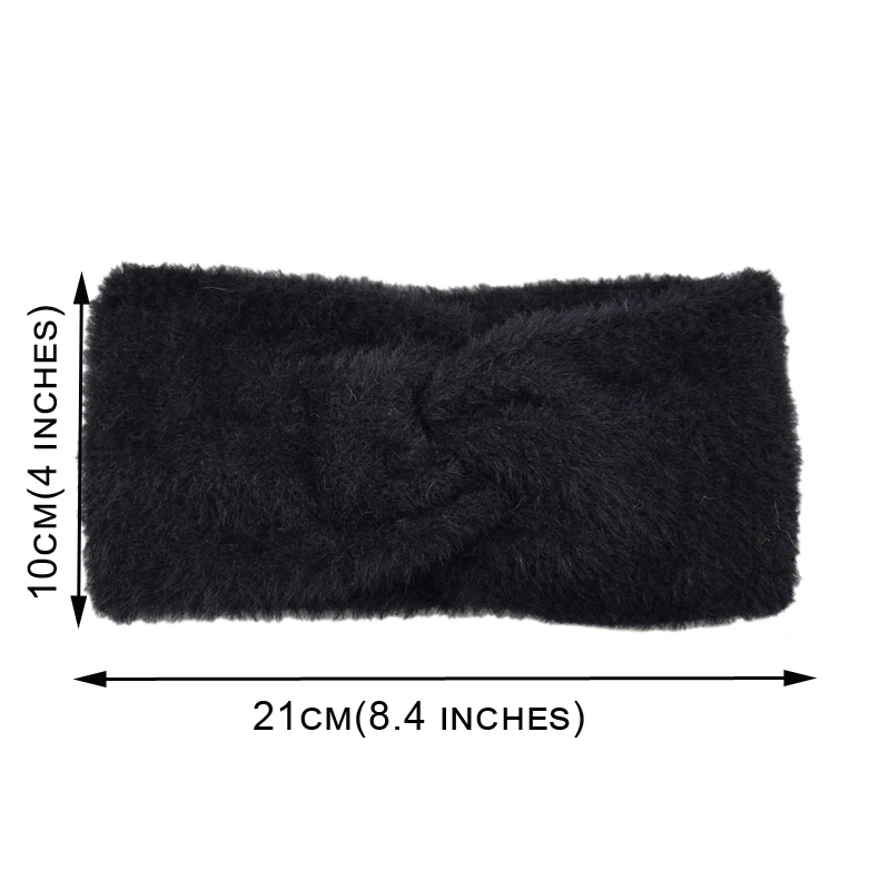 Winter Warm Plush Cross Headbands for Women Girls Soft Wide Imitation Mink Fur Knot Hairbands Turbans Ladies Hair Accessories