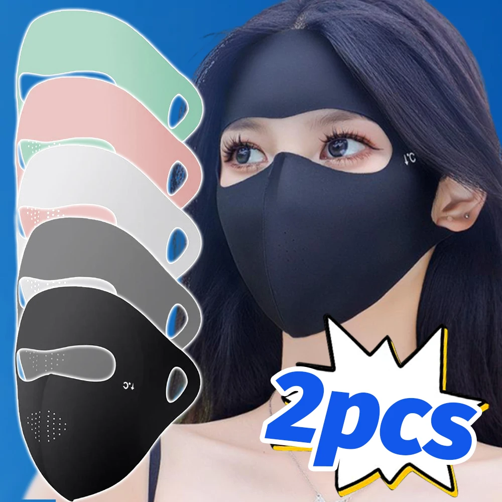

UPF 50+ Summer Full Face Mask Sun Protection Men Women Face Mask for Outdoor Travel Ice Sense Breathable Elastic Facemask 1/2Pcs