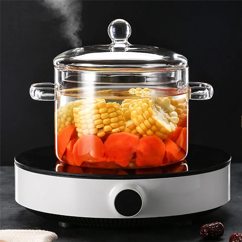 A19I-poêles en verre pour la cuisson sur cuisinière- 1,9 L/64Oz-poêle en verre résistant à la chaleur avec couvercle, passe au micro-ondes et au lave-vaisselle